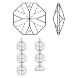 Asfour Octagon Crystal Beads Suncatcher Prisms - 24mm #1080 (2-Hole) Box of 368