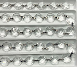 Asfour Crystal Clear Octagon Prisms Garland Chain 1080-14 MM With Chrome Bow Tie - 22 Yards