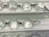 Asfour Crystal Clear Octagon Prisms Garland Chain 1080-14 MM With Chrome Bow Tie - 22 Yards