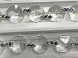 Asfour Crystal Clear Octagon Prisms Garland Chain 1080-14 MM With Chrome Bow Tie - 22 Yards