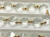 Asfour Crystal Clear Octagon Prisms Garland Chain 1080-14 MM With Gold Bow Tie - 22 Yards