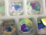 Asfour Crystals Wholesale Clear AB Octagon Prisms - 14mm #1080 (2-hole) Box of 2000