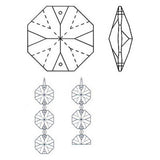 Ab - Asfour Crystal Octagon Beads 14mm (2-hole) Chandelier Swag Lamp Part - #1080