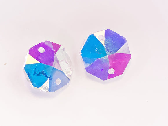 Ab - Asfour Crystal Octagon Beads 14mm (2-hole) Chandelier Swag Lamp Part - #1080