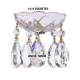 Asfour Crystal Cup (4-3/4-inch) Crystal Bobeche With 2-inch Teardrop Prisms Gold Pins