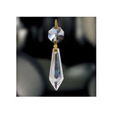 Box of 210 - Asfour Crystal, Clear with Gold Pin Hanging Prisms Drop with 14 mm bead, Lamp Parts #401-38mm