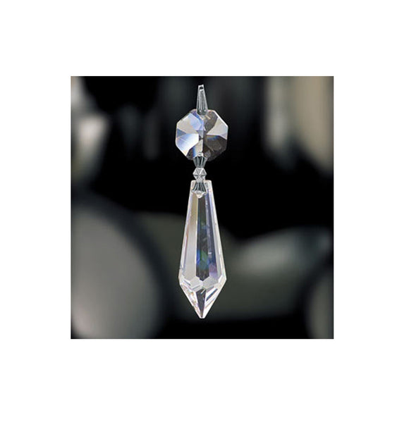 Box of 210 - Asfour Crystal, Clear with Chrome Pin Hanging Prisms Drop with 14 mm bead, Lamp Parts #401-38mm