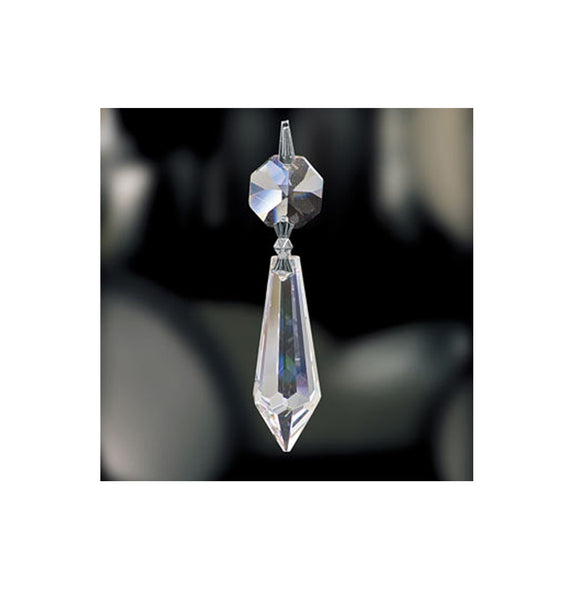 Asfour Crystal, Clear with Chrome Pin Hanging Prisms Drop with 14 mm bead, Lamp Parts #401-38mm