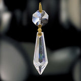 Asfour Crystal, Clear with gold Pin Hanging Prisms Drop with 14 mm bead, Lamp Parts #401-38mm