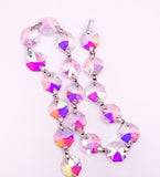Asfour Crystal Clear AB Octagon Prisms Garland Chain 1080-14 MM With Gold Bow Tie - 22 Yards