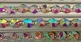 Asfour Crystal Octagon Prisms AB Garland Chain 1080-14mm With Chrome Bowtie 1-Yard (3 ft.)
