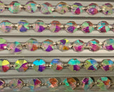 Asfour Crystal Octagon Prisms AB Garland Chain 1080-14mm With Chrome Bowtie 1-Yard (3 ft.)