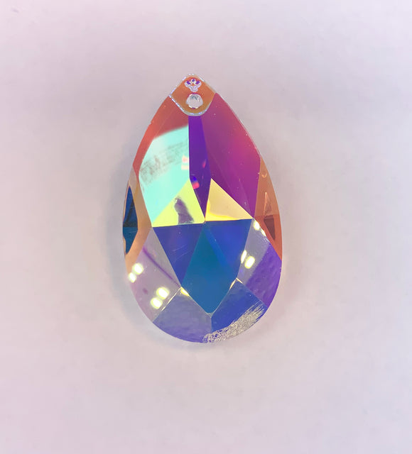 Ab Teardrop Prisms Crystal, 38mm, Asfour Crystal Prisms, Lead Crystal Prisms, Teardrop Ab Crystals, Geometric Prisms for Home Decor - 1 Hole