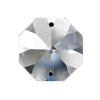 Set of 65 - Clear Crystal Octagon Prisms #1080 - 20 MM, 2 Holes