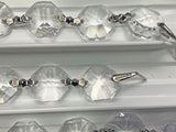 Clear Crystal Octagon Prisms Garland Chain 1080-14 MM With Silver - Asfour Clear Crystal Chain Crystals Wholesale - Full Lead Crystal - 22 Yard