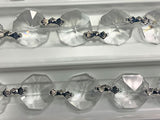 Clear Crystal Octagon Prisms Garland Chain 1080-14 MM With Silver - Asfour Clear Crystal Chain Crystals Wholesale - Full Lead Crystal - 1 Yard (3 ft.)