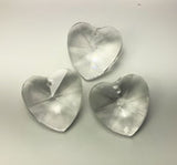 Clear Crystal Heart Set of 10 - 40 mm, #870 faceted Heart - Asfour Sun Catcher Crystal Heart Prisms, Crystals for Car Chandeliers, Full Lead, Faceted Heart - 1 Hole