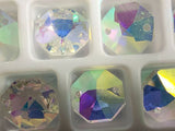 Set of 125 - Asfour Crystal, Clear AB Lead Crystal, Octagon Crystal Beads Lead Crystal lamp #1080 - 14 MM