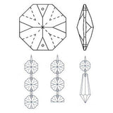 Set of 65 - Clear Crystal Octagon Prisms #1080 - 20 MM, 2 Holes